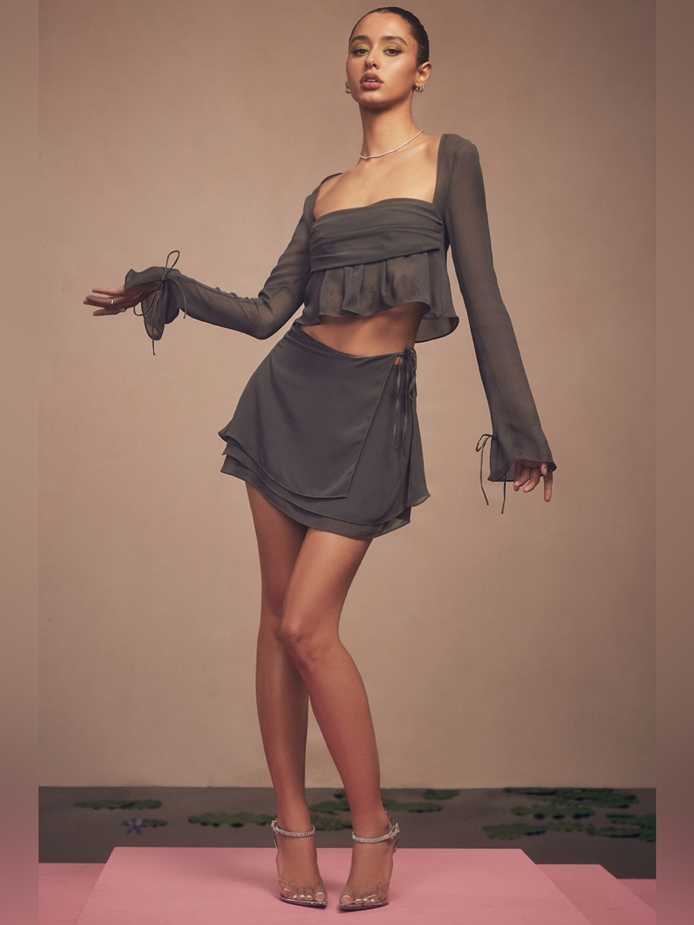 NWT House of CB shadow long sleeve floaty top ONLY